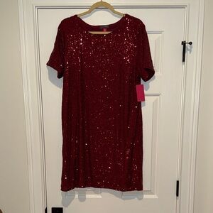 Vince Camuto Sparkling Red Sequin Mini Dress